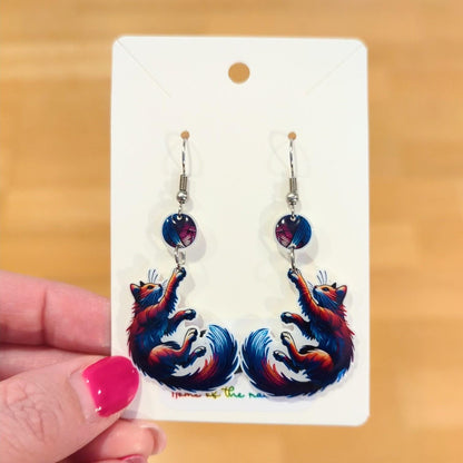 Playful Cat Dangle Earrings
