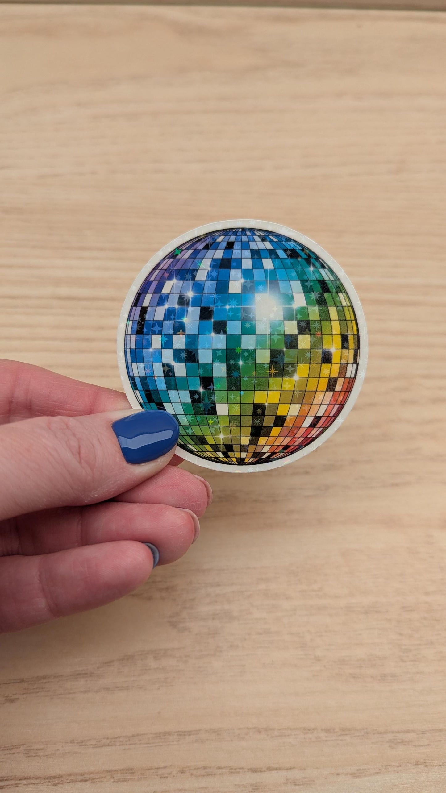 Waterproof Rainbow Disco Ball Holographic Vinyl Sticker