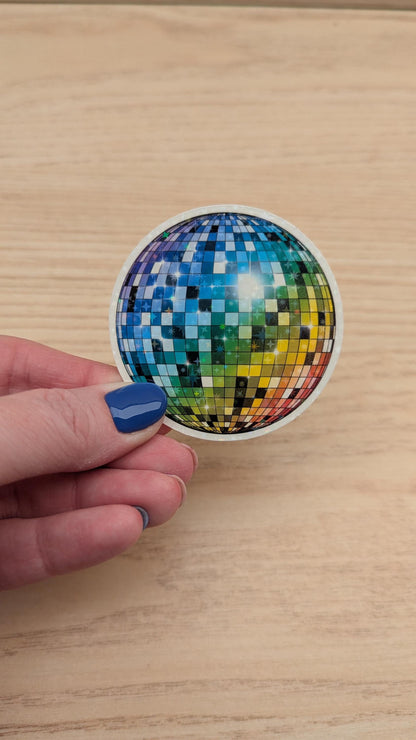 Waterproof Rainbow Disco Ball Holographic Vinyl Sticker