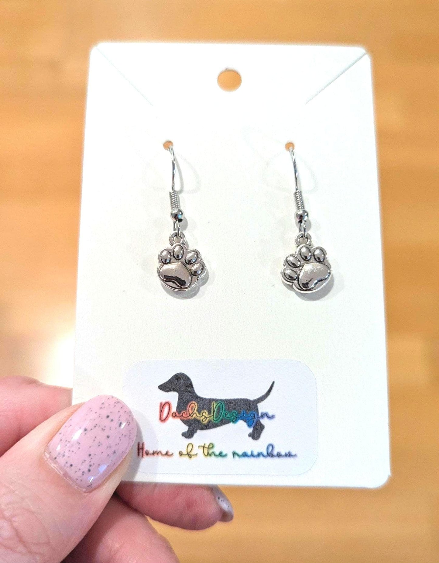 Silver Paw Print Earrings