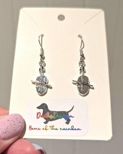 Silver Violin Charm Earrings