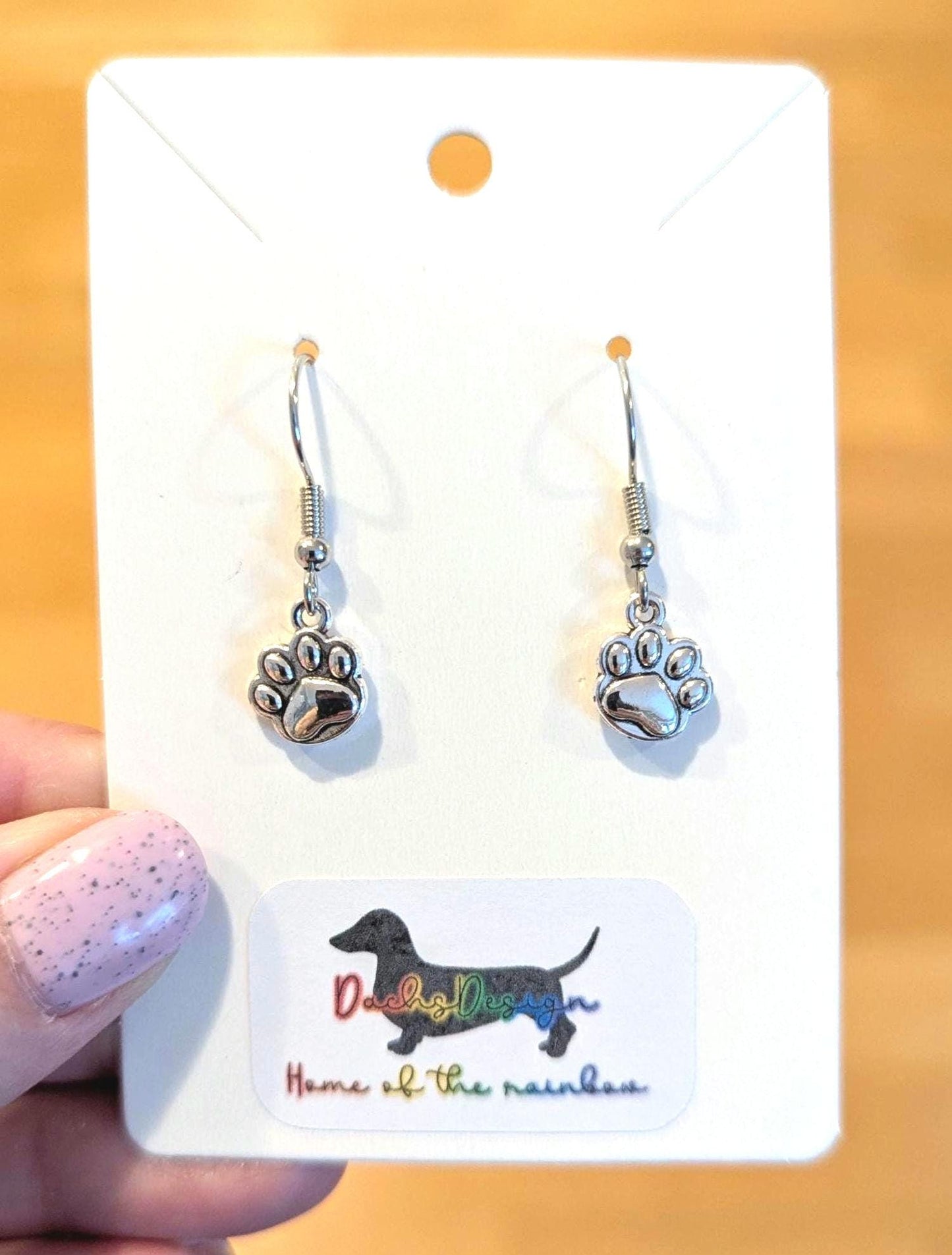 Silver Paw Print Earrings