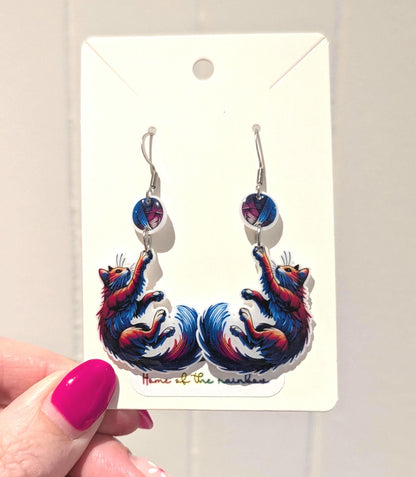 Playful Cat Dangle Earrings