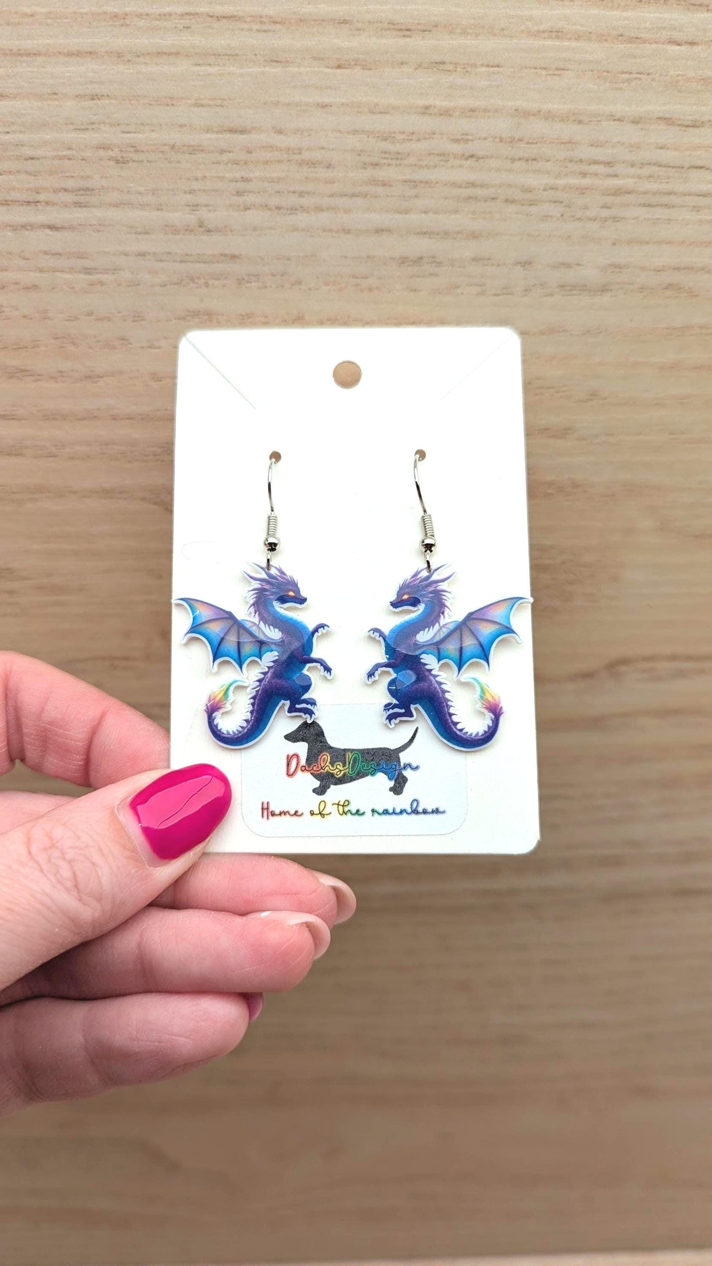 Purple Dragon Dangle Earrings