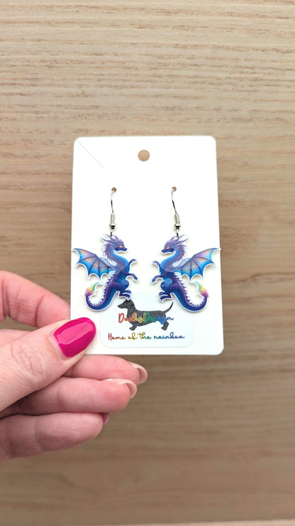 Purple Dragon Dangle Earrings