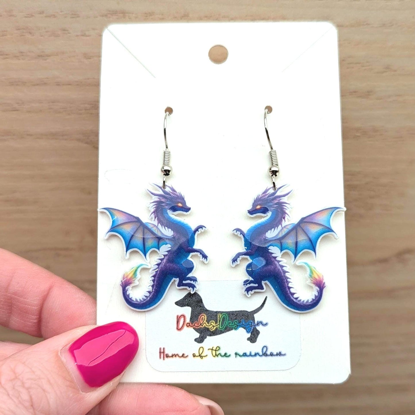Purple Dragon Dangle Earrings