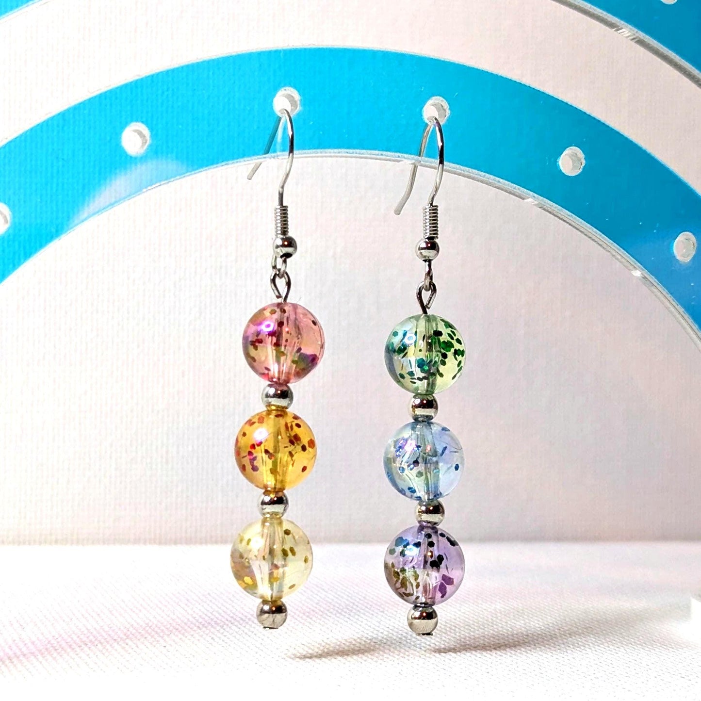 Glitter Bead Dangle Earrings
