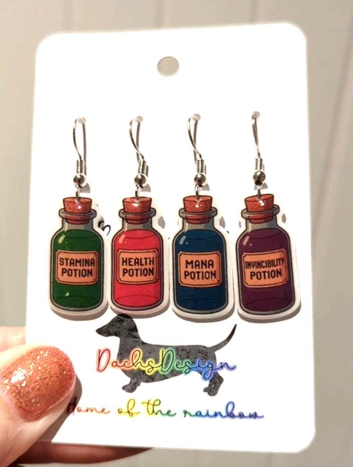 Potion Bottles Dangly Earrings