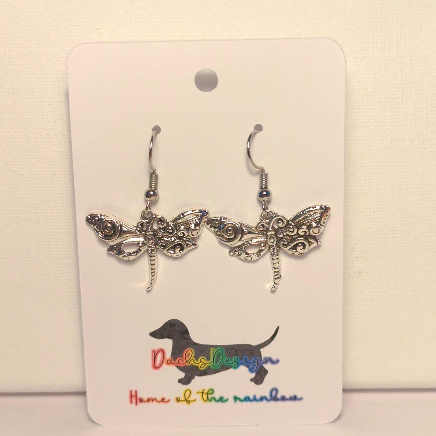 Silver Metal Dragonfly Earrings