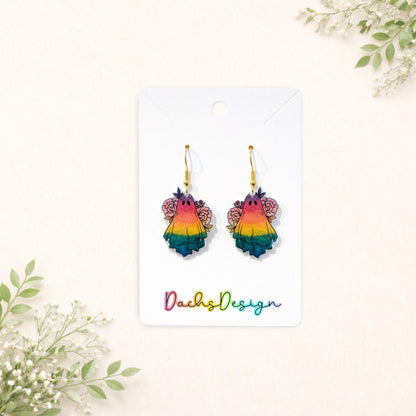 Rainbow Floral Ghost Earrings