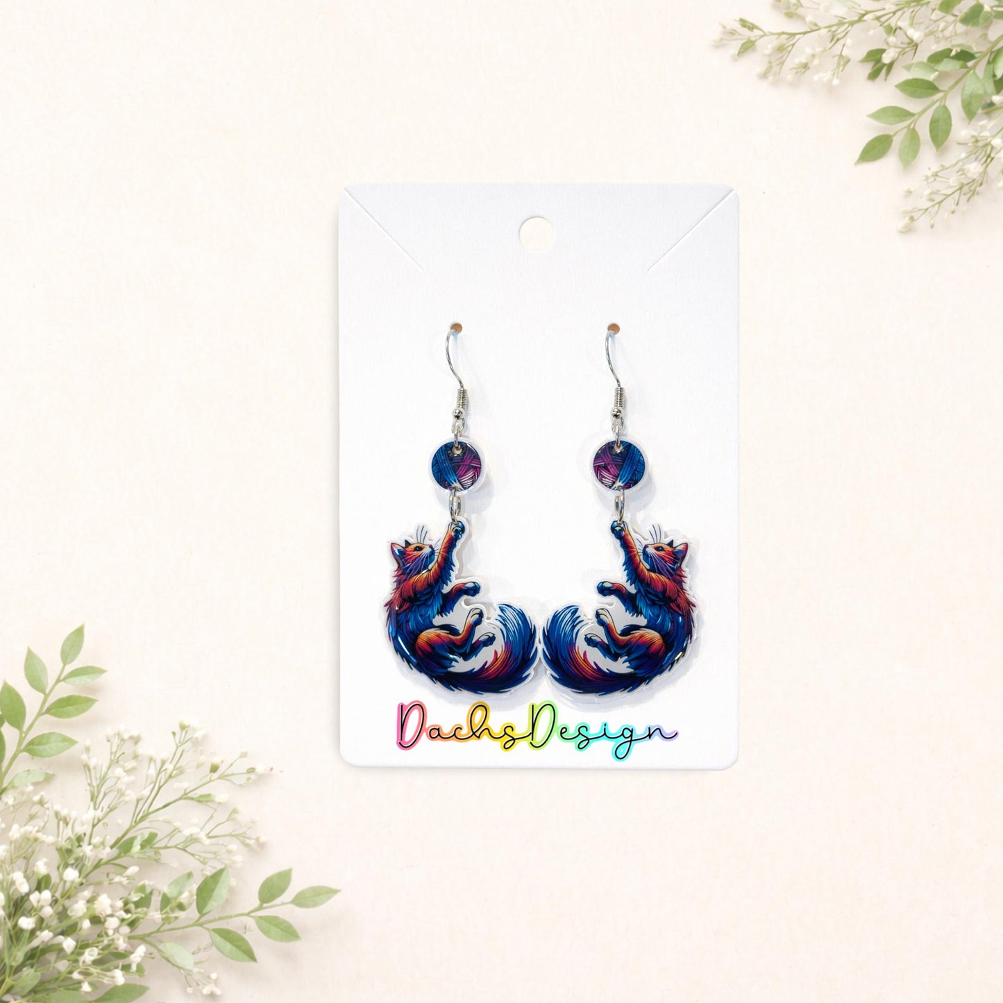 Playful Cat Dangle Earrings