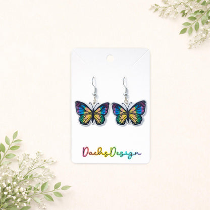 Rainbow Butterfly Dangle Earrings