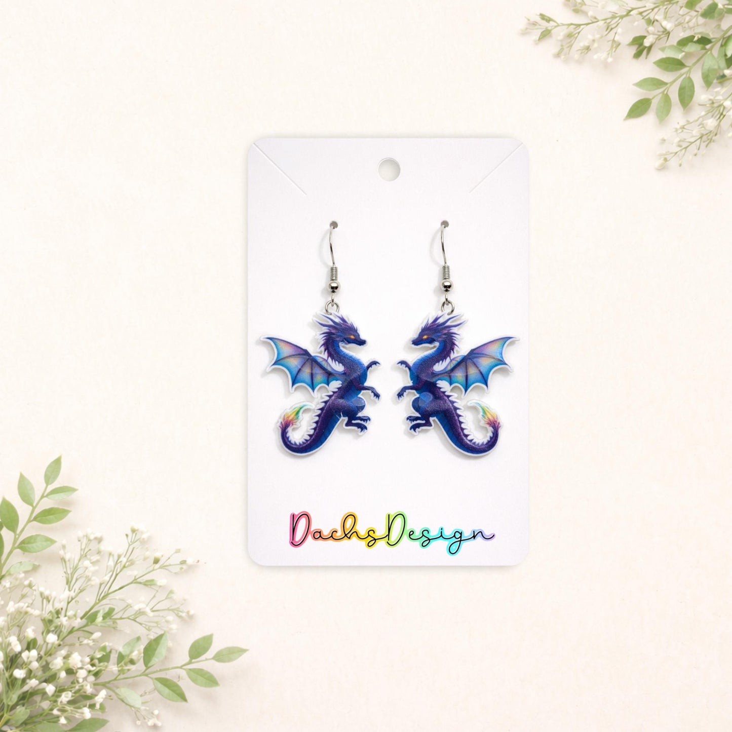 Purple Dragon Dangle Earrings