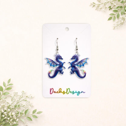 Purple Dragon Dangle Earrings