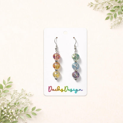 Rainbow Glitter Bead Dangle Earrings