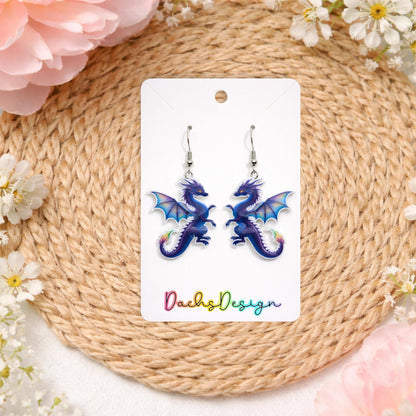 Purple Dragon Dangle Earrings
