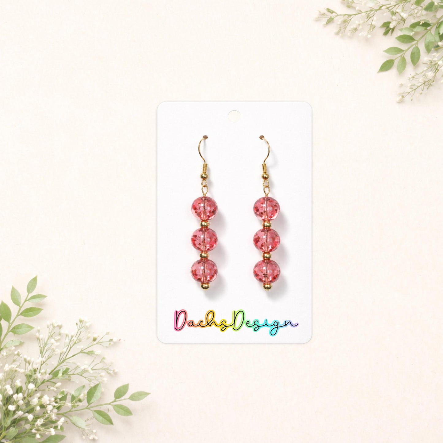 Glitter Bead Dangle Earrings