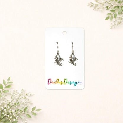 Silver Metal Dragon Earrings