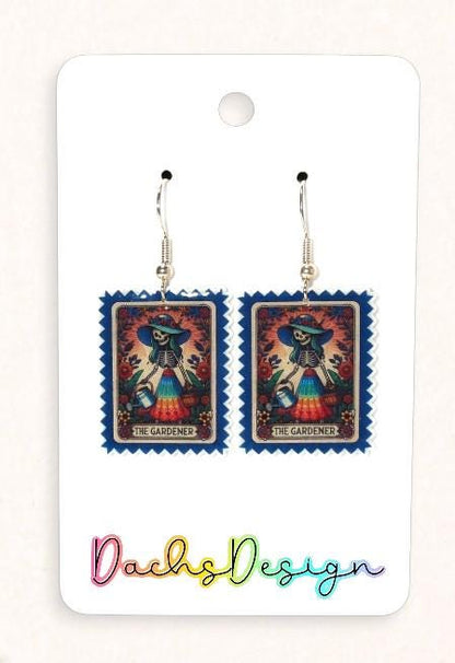 The Gardener Tarot Card Dangle Earrings