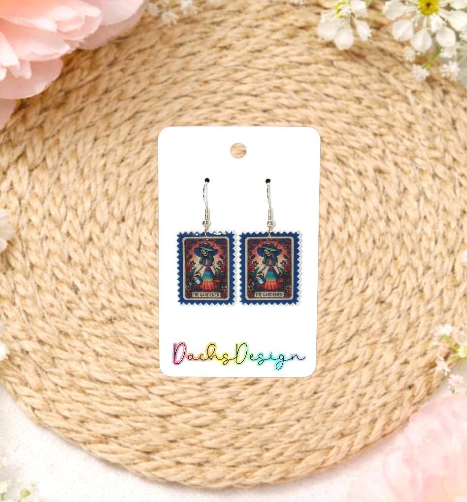 The Gardener Tarot Card Dangle Earrings