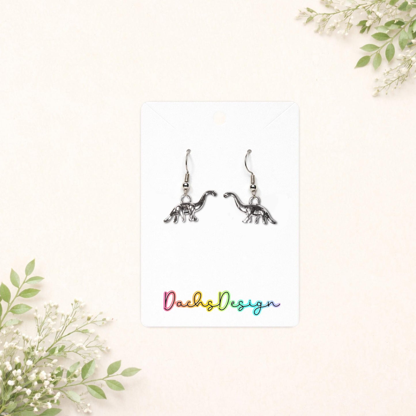 Brontosaurus Dinosaur Dangle Earrings