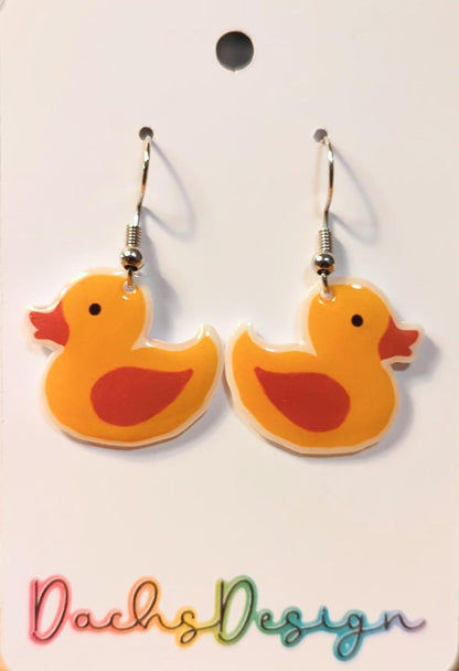Yellow Rubber Ducky Earrings