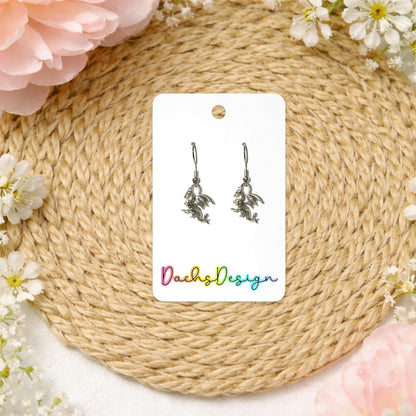 Silver Metal Dragon Earrings