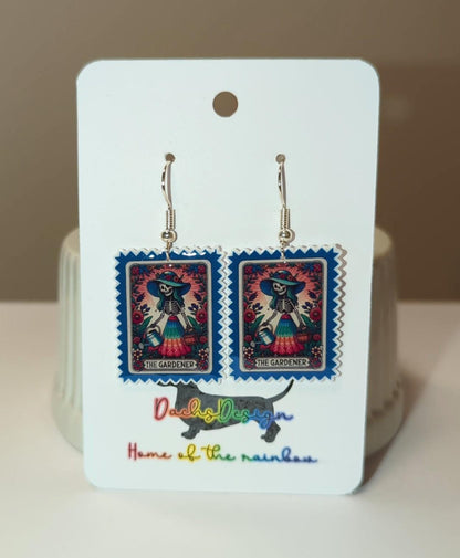 The Gardener Tarot Card Dangle Earrings