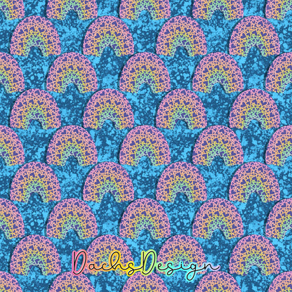 Pastel Heart Rainbows Seamless Pattern (Digital Download)