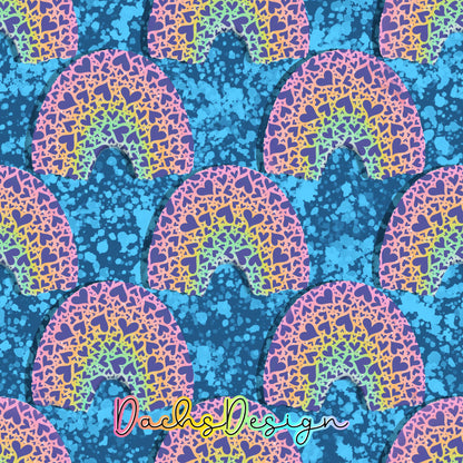 Pastel Heart Rainbows Seamless Pattern (Digital Download)