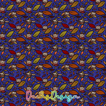 Autumn Hedgehogs on Purple Seamless Pattern (Digital Download)