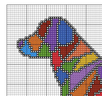 Patchwork Labrador Cross Stitch Pattern: 14 Count Aida PDF