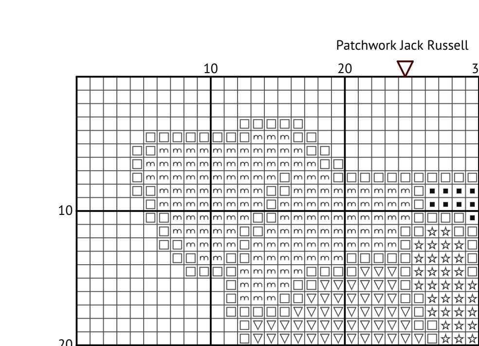 Patchwork Jack Russell Cross Stitch Pattern: 14 Count Aida PDF