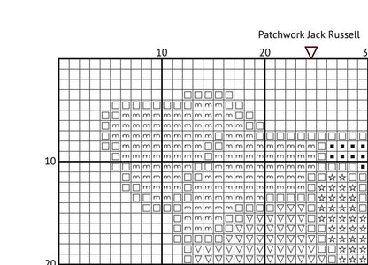 Patchwork Jack Russell Cross Stitch Pattern: 14 Count Aida PDF