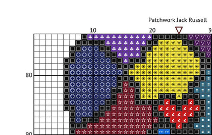 Patchwork Jack Russell Cross Stitch Pattern: 14 Count Aida PDF