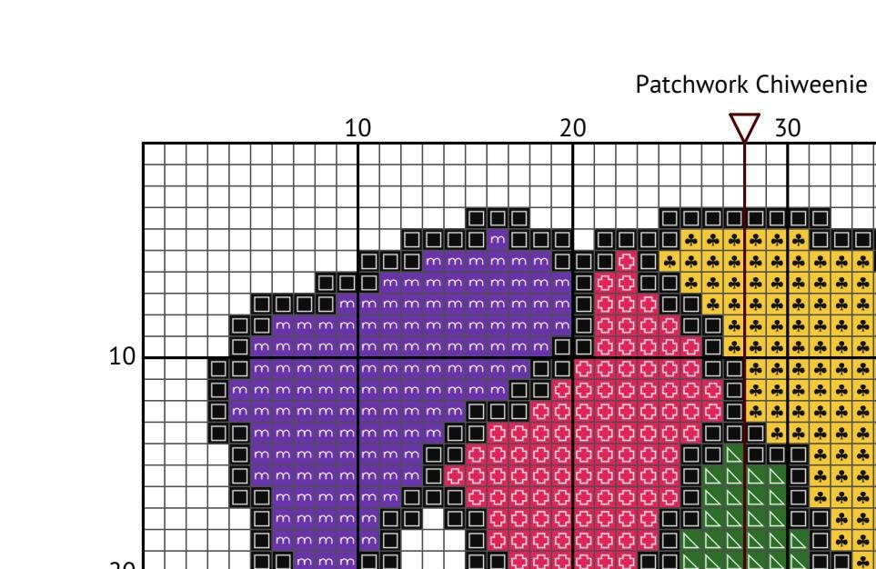 Patchwork Chiweenie Cross Stitch Pattern: 14 Count Aida PDF