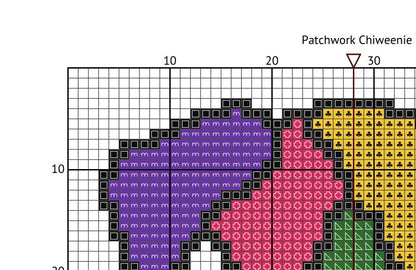 Patchwork Chiweenie Cross Stitch Pattern: 14 Count Aida PDF