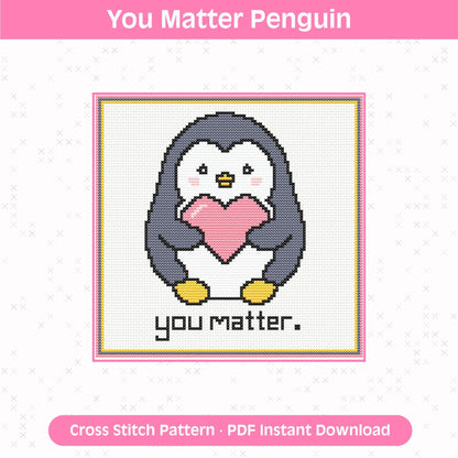 You Matter Penguin Cross Stitch Pattern: 14 Count Aida PDF