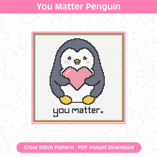 You Matter Penguin Cross Stitch Pattern: 14 Count Aida PDF