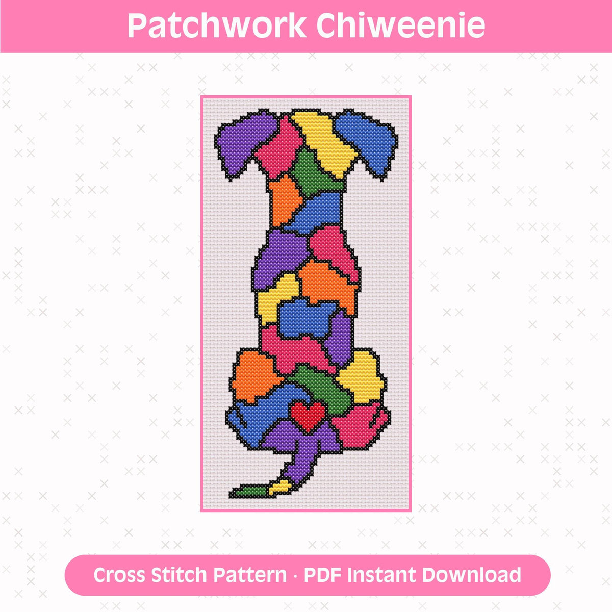 Patchwork Chiweenie Cross Stitch Pattern: 14 Count Aida PDF