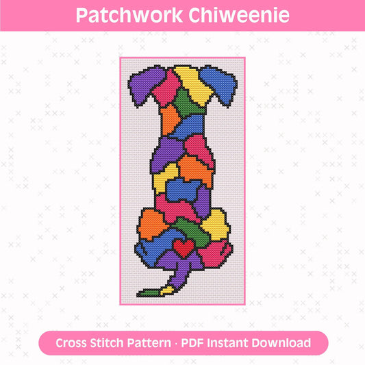 Patchwork Chiweenie Cross Stitch Pattern: 14 Count Aida PDF