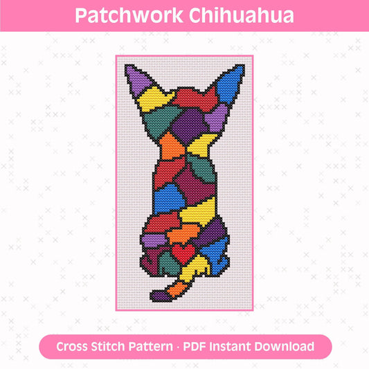 Patchwork Chihuahua Cross Stitch Pattern: 14 Count Aida PDF