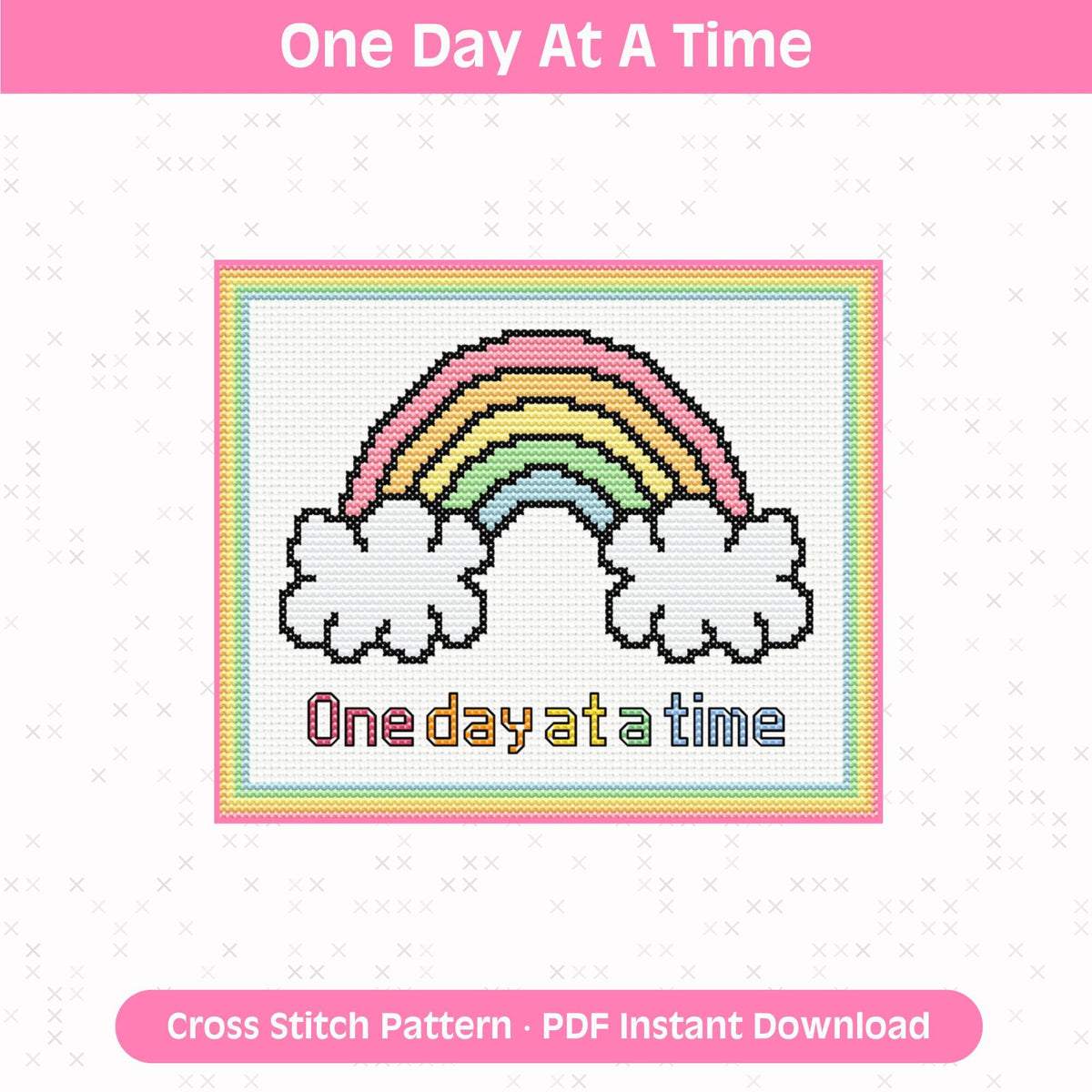 One Day At A Time Cross Stitch Pattern: 14 Count Aida PDF
