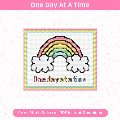 One Day At A Time Cross Stitch Pattern: 14 Count Aida PDF