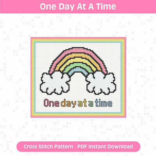 One Day At A Time Cross Stitch Pattern: 14 Count Aida PDF
