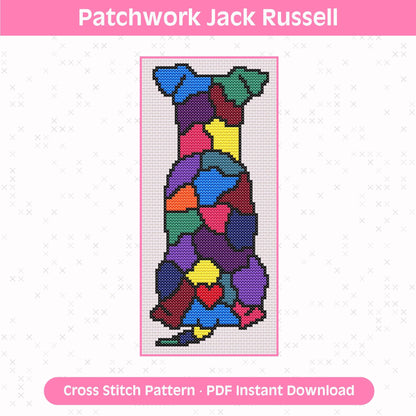 Patchwork Jack Russell Cross Stitch Pattern: 14 Count Aida PDF