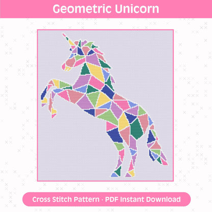 Unicorn Cross Stitch Pattern: Geometric Fantasy Design for 14 Count Aida PDF