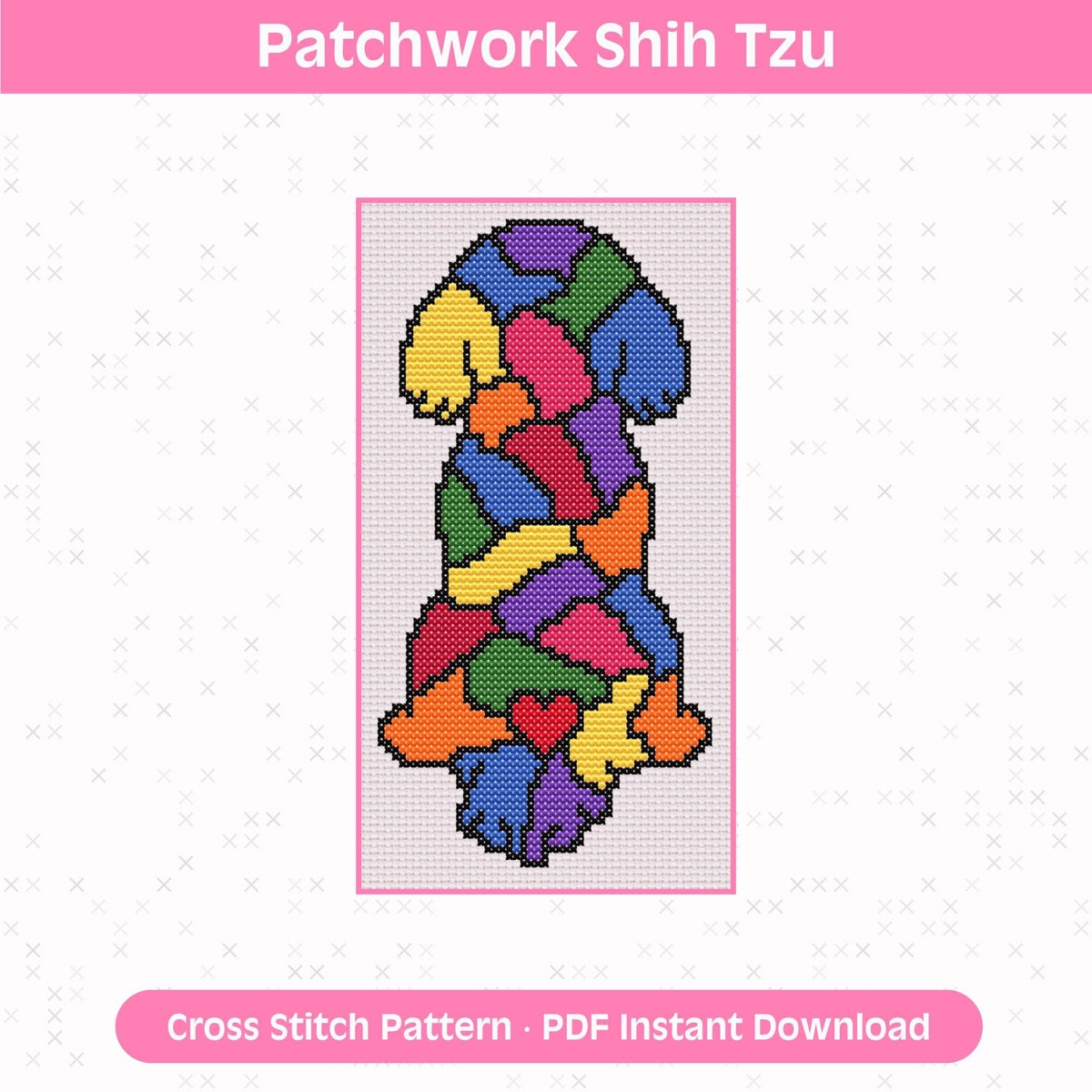 Patchwork Shih Tzu Cross Stitch Pattern: 14 Count Aida PDF