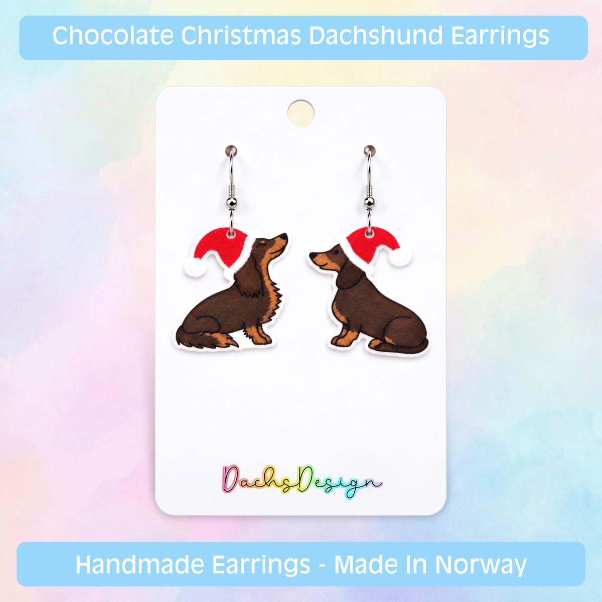 Dachshunds in Christmas Hats Earrings