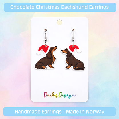 Dachshunds in Christmas Hats Earrings